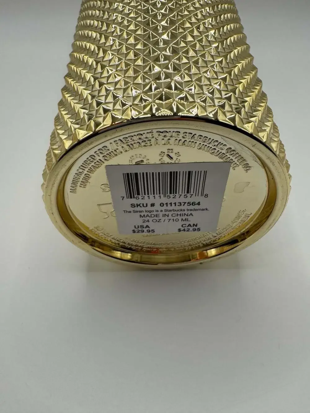 Starbucks 24oz Metallic Gold Studded Tumbler Cold Cup